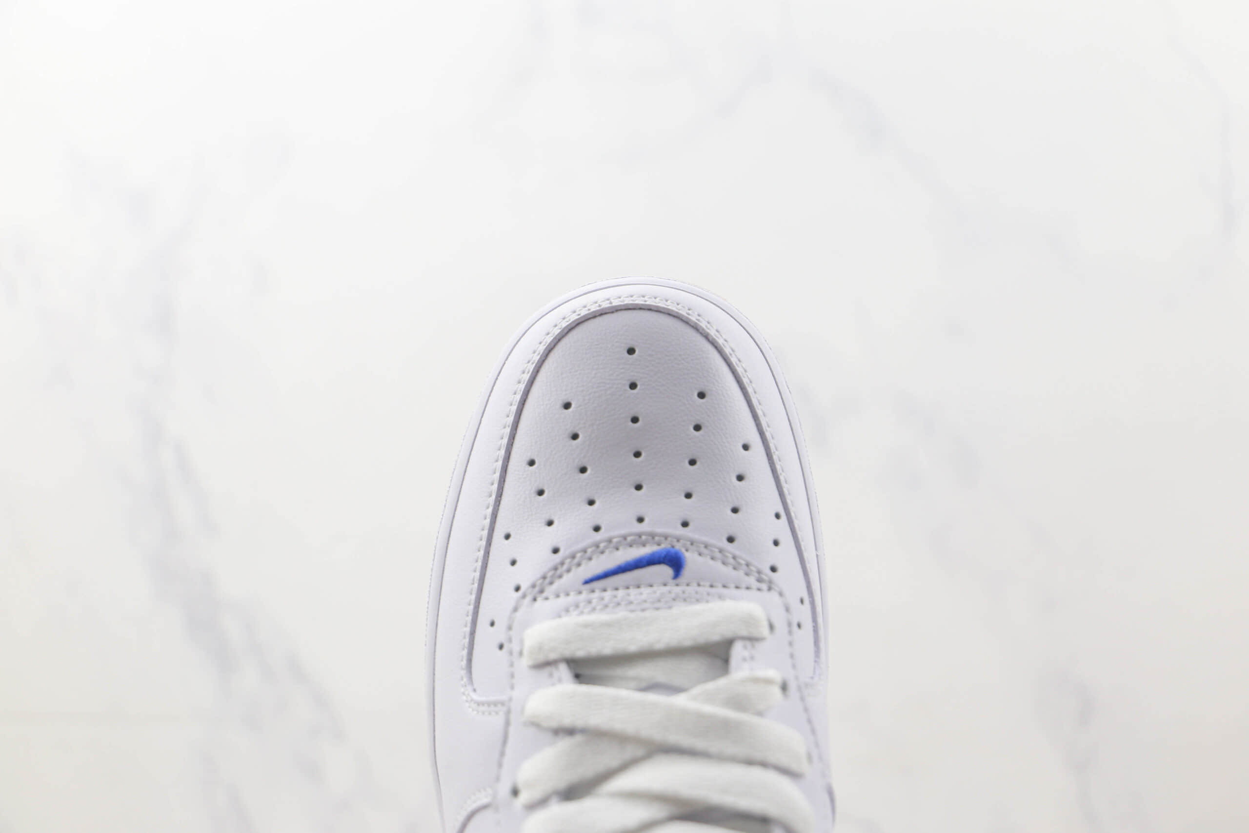 耐克Nike Air Force1纯原版本低帮空军一号白蓝钩生胶底板鞋 耐克空军一号定制款 货号:DJ3911-101