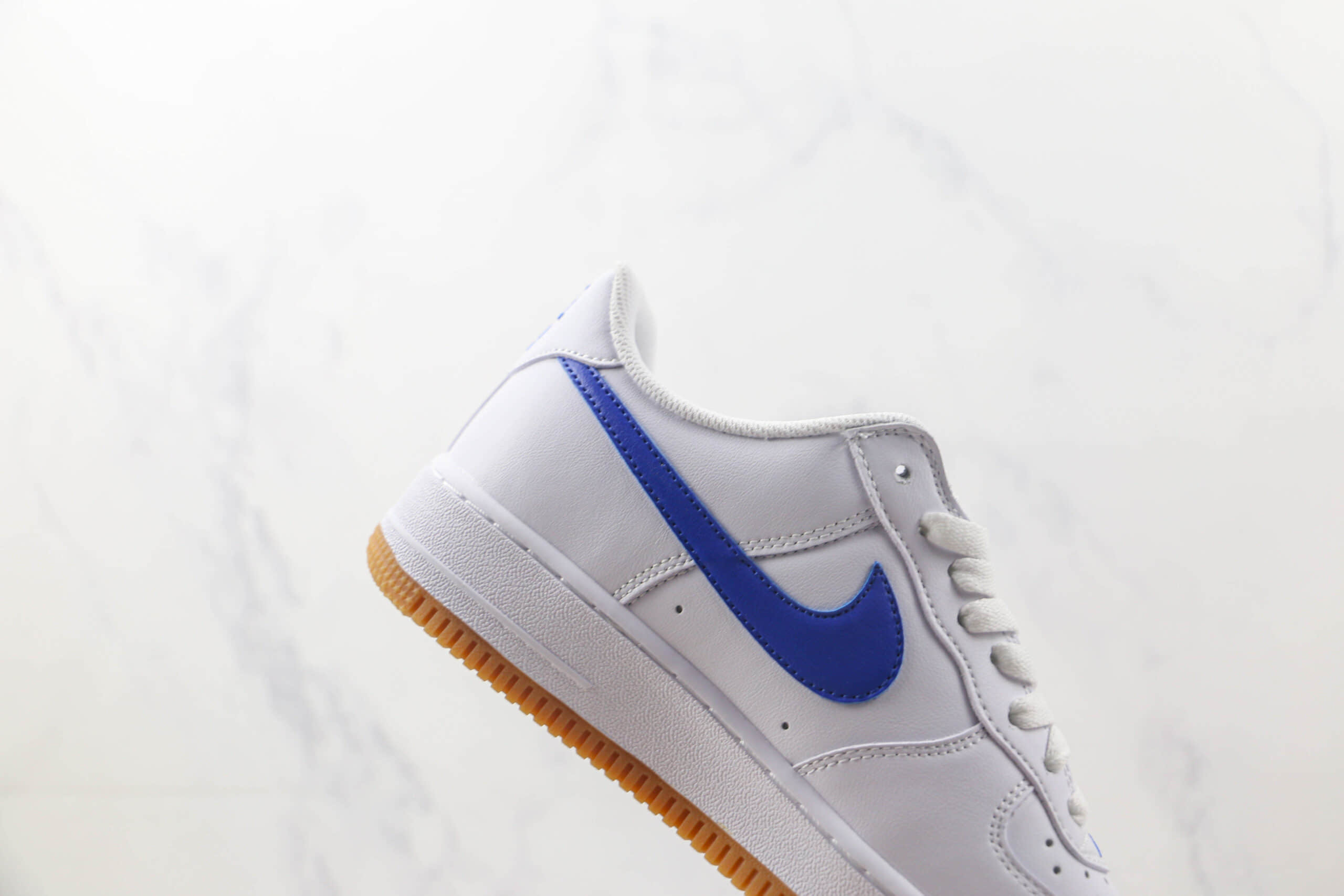 耐克Nike Air Force1纯原版本低帮空军一号白蓝钩生胶底板鞋 耐克空军一号定制款 货号:DJ3911-101