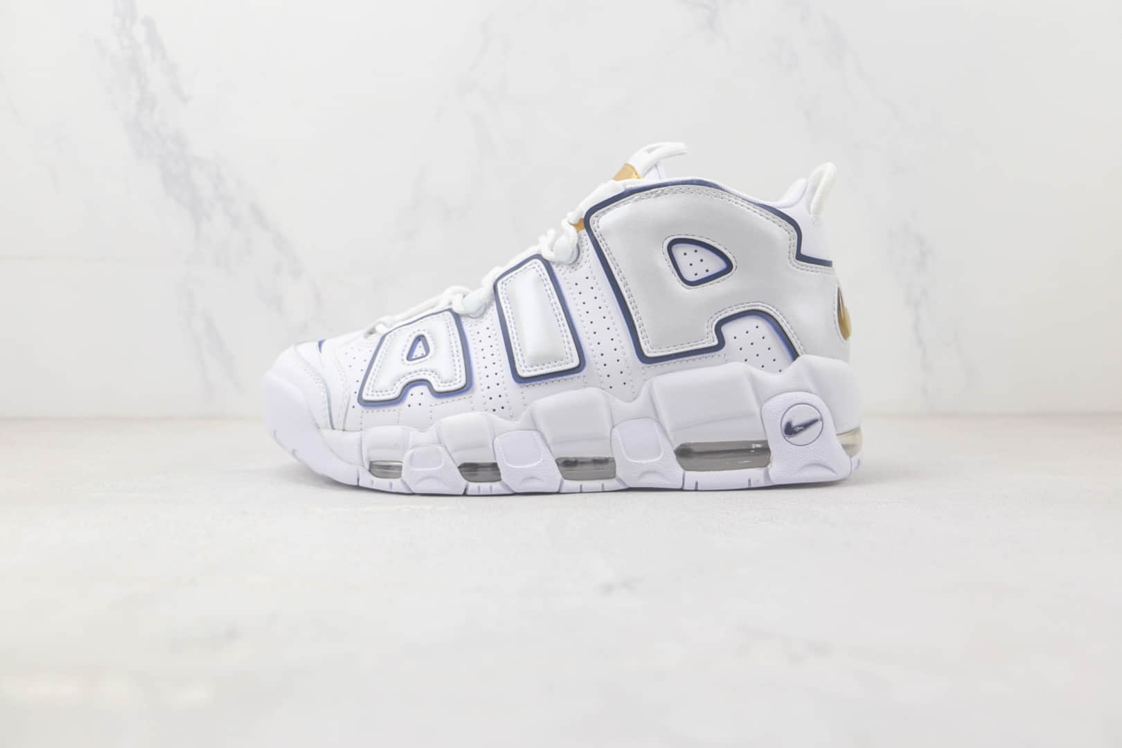 耐克Nike Air More Uptempo纯原版本皮蓬大R白蓝色篮球鞋 莆田天花板皮蓬篮球鞋 货号:415082-109