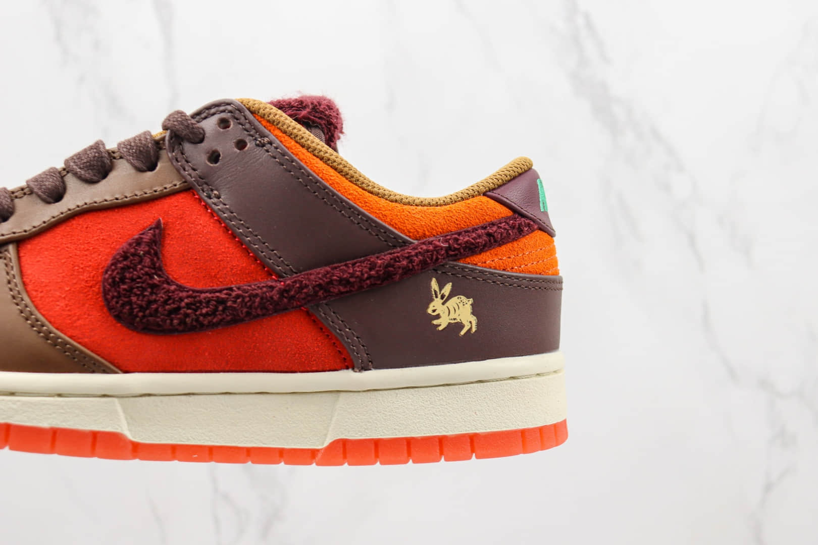 耐克Nike Dunk Low Year of the Rabbit纯原版本低帮DUNK兔年成都限定棕橙色板鞋 莆田天花板DUNK系列 货号：FD4203-661
