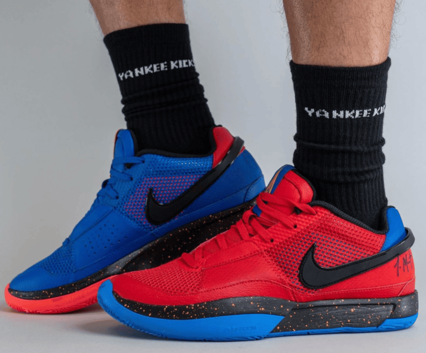 吸睛红蓝鸳鸯!莫兰特签名鞋Nike Ja 1新配色上脚实物曝光! 货号:DR8785-401