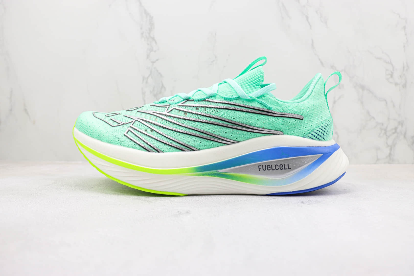 新百伦Stone Island x New Balance FueCell SC Elite v3纯原版本石头岛联名蓝绿色跑鞋 莆田新百伦货源 货号:MRCELLT3