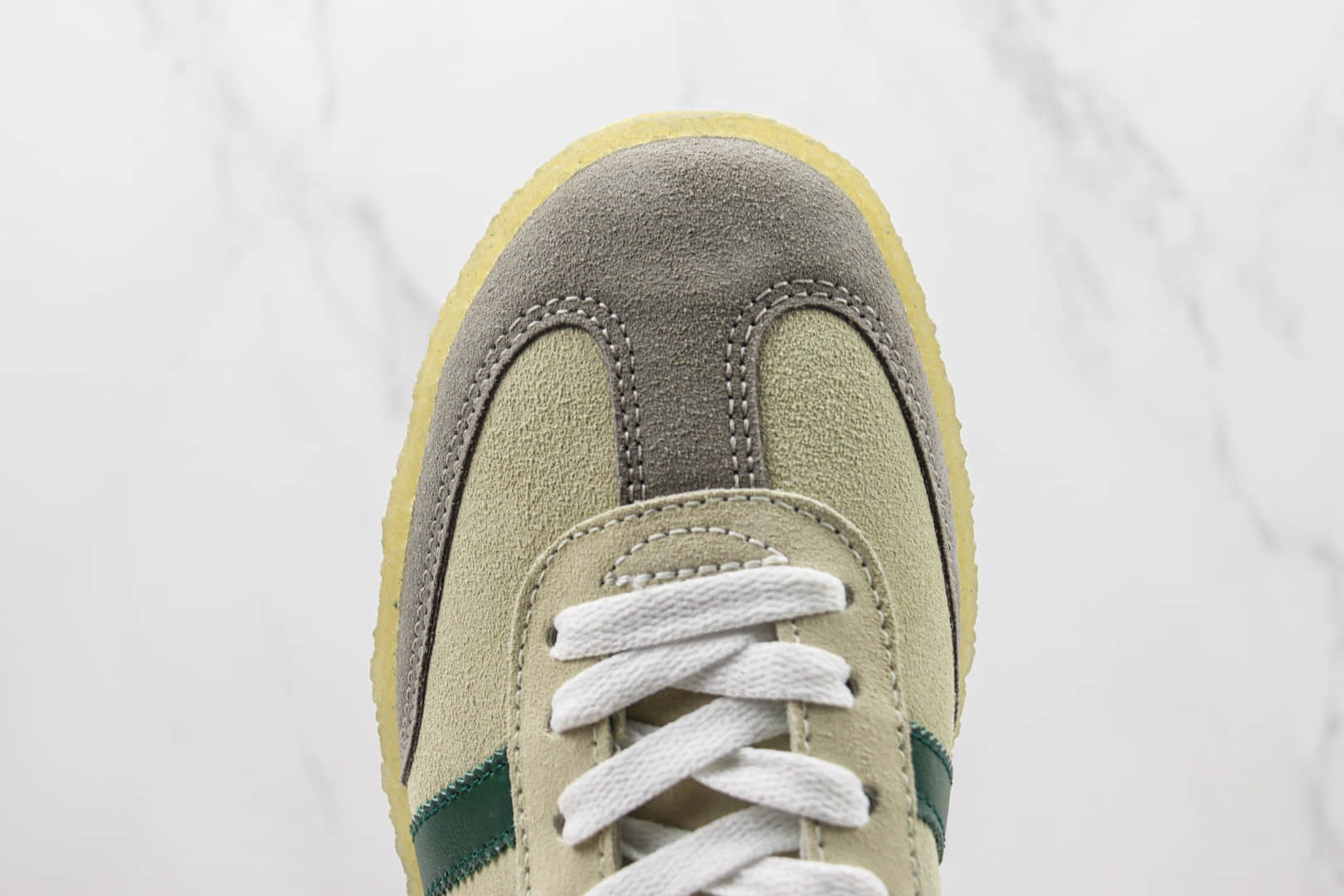 阿迪达斯Kith x Clarks x adidas Originals 8th Street Samba纯原版本桑巴联名灰白深绿生胶底德训鞋 莆田阿迪达斯货源 货号:ID7297