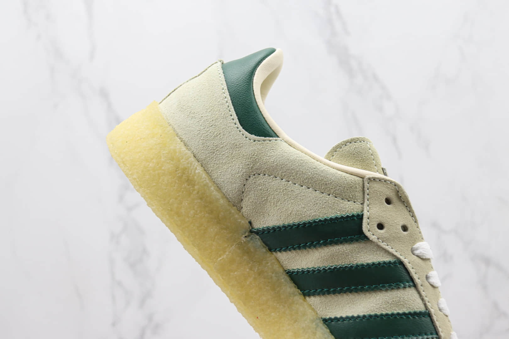 阿迪达斯Kith x Clarks x adidas Originals 8th Street Samba纯原版本桑巴联名灰白深绿生胶底德训鞋 莆田阿迪达斯货源 货号:ID7297
