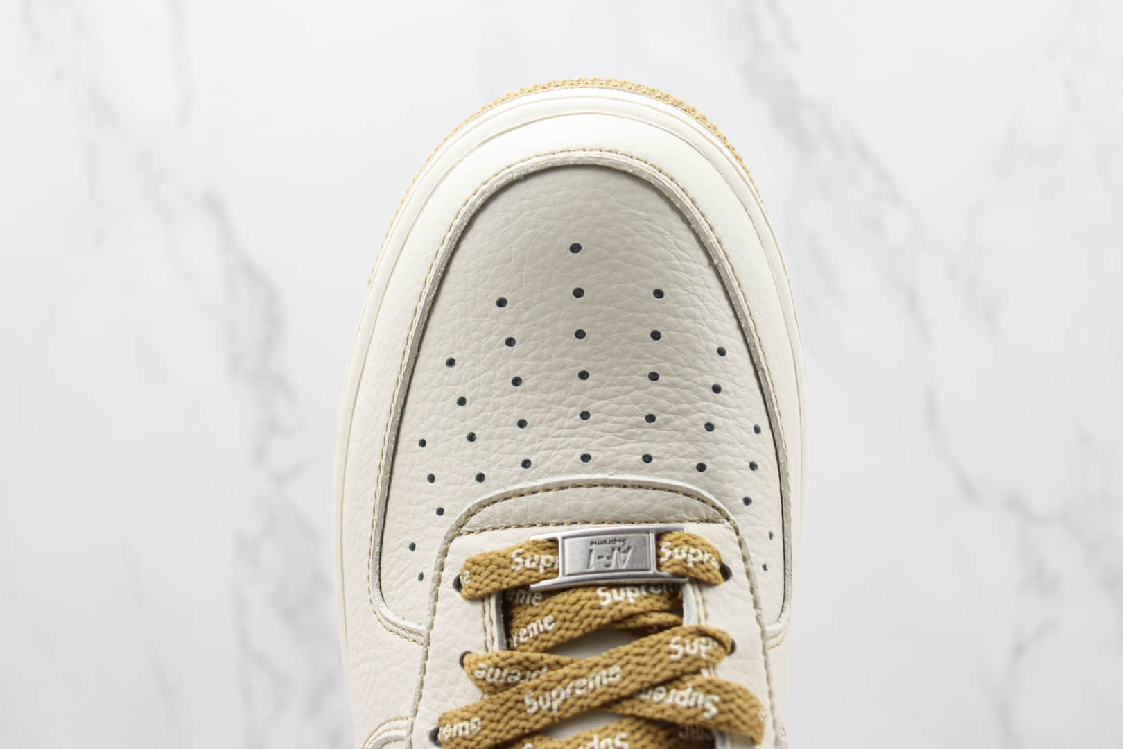 耐克Supreme x Nike Air Force 1'07 Low纯原版本SUP联名款低帮空军一号米卡其色板鞋 莆田天花板AF1系列 货号:SU0220-011