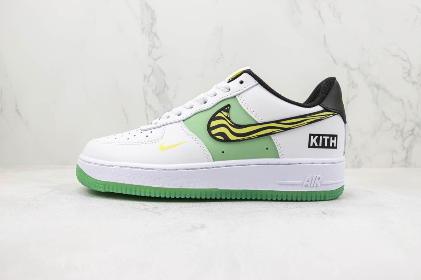 耐克Nike Air Force 1'07 Low纯原版本KITH联名低帮空军一号白绿斑马波浪勾板鞋 莆田天花板AF1系列 货号:BS9055-827