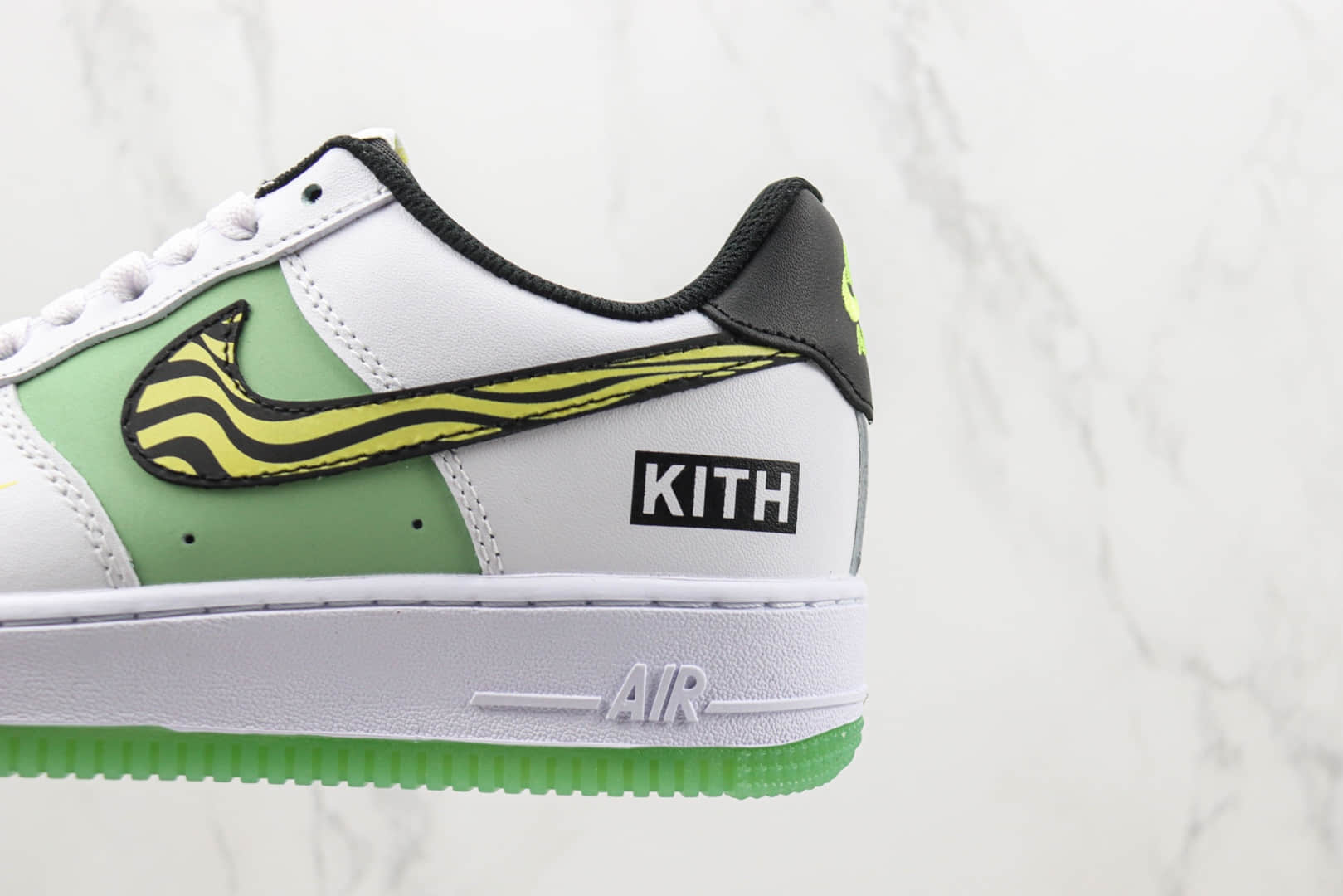 耐克Nike Air Force 1'07 Low纯原版本KITH联名低帮空军一号白绿斑马波浪勾板鞋 莆田天花板AF1系列 货号:BS9055-827