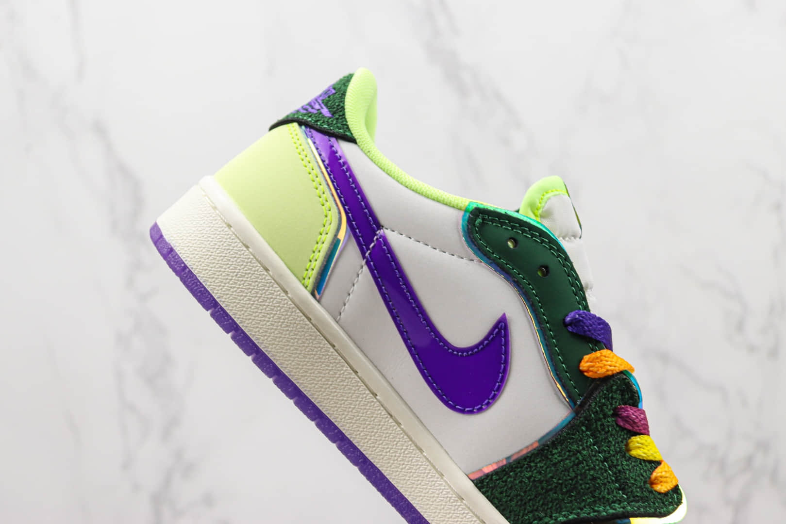 乔丹Air Jordan 1 Low纯原版本低帮AJ1慈善款绿紫色板鞋 莆田天花板AJ1系列 货号:FD9665-351