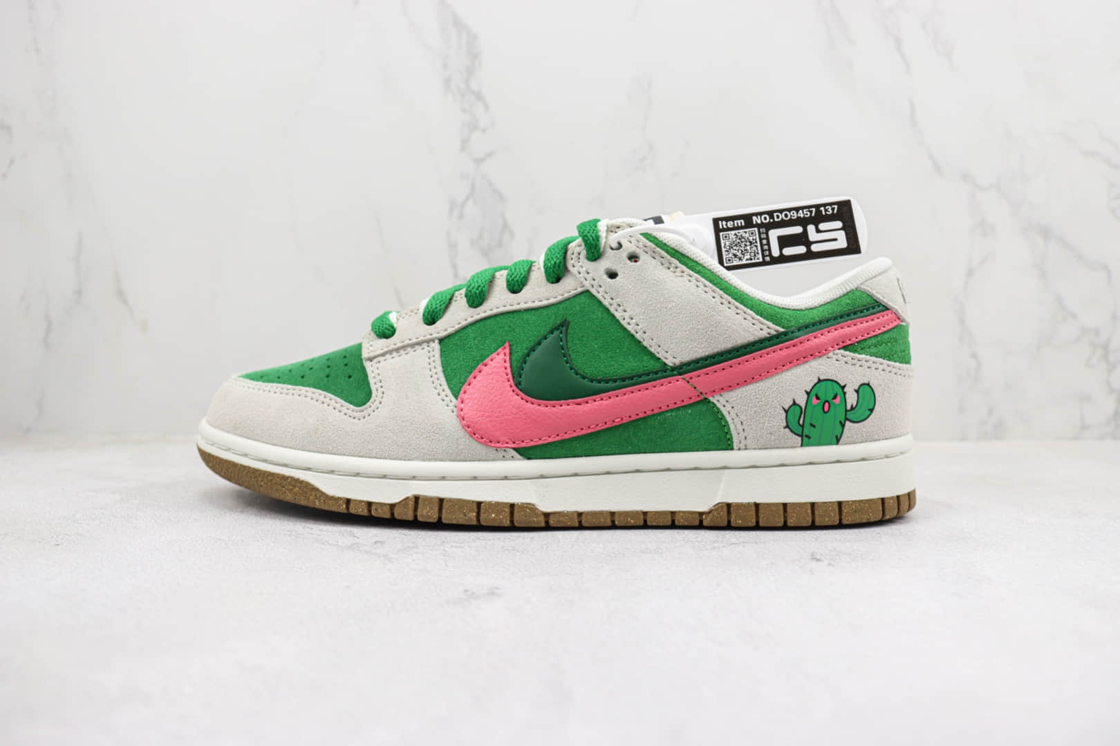 耐克Nike SB Dunk Low纯原版本低帮Dunk愤怒仙人掌灰绿色板鞋 莆田天花板Dunk系列 货号:DO9457-137