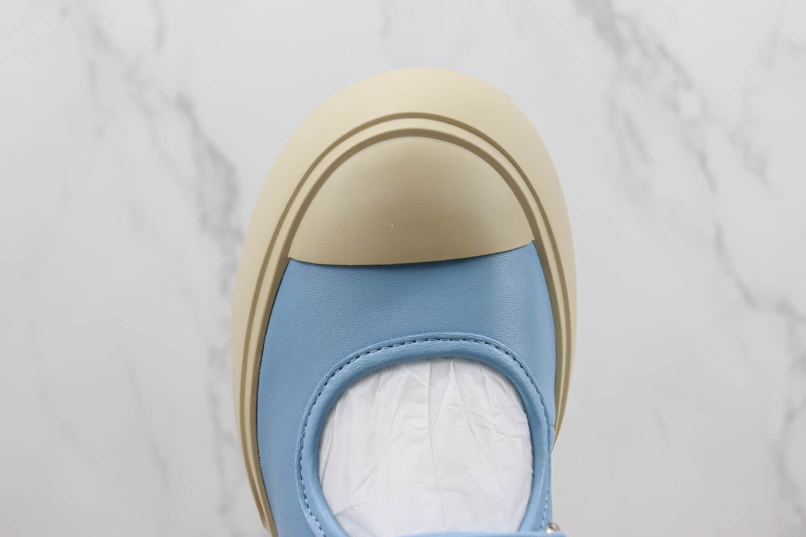 玛尼MARNI纯原版本赵露思同款蓝色大头鞋厚底魔术贴玛丽珍鞋 莆田复刻鞋货源