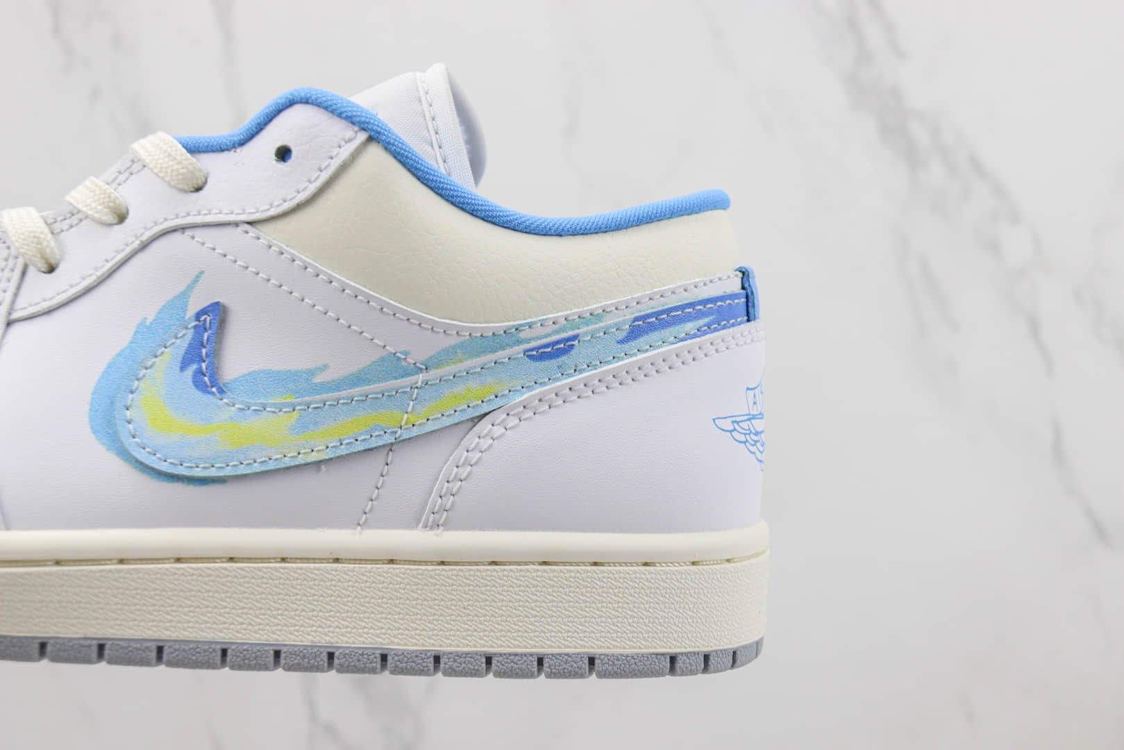乔丹Air Jordan 1 Low纯原版本低帮AJ1白蓝火焰篮球鞋 莆田天花板AJ1系列 货号:FJ7219-441
