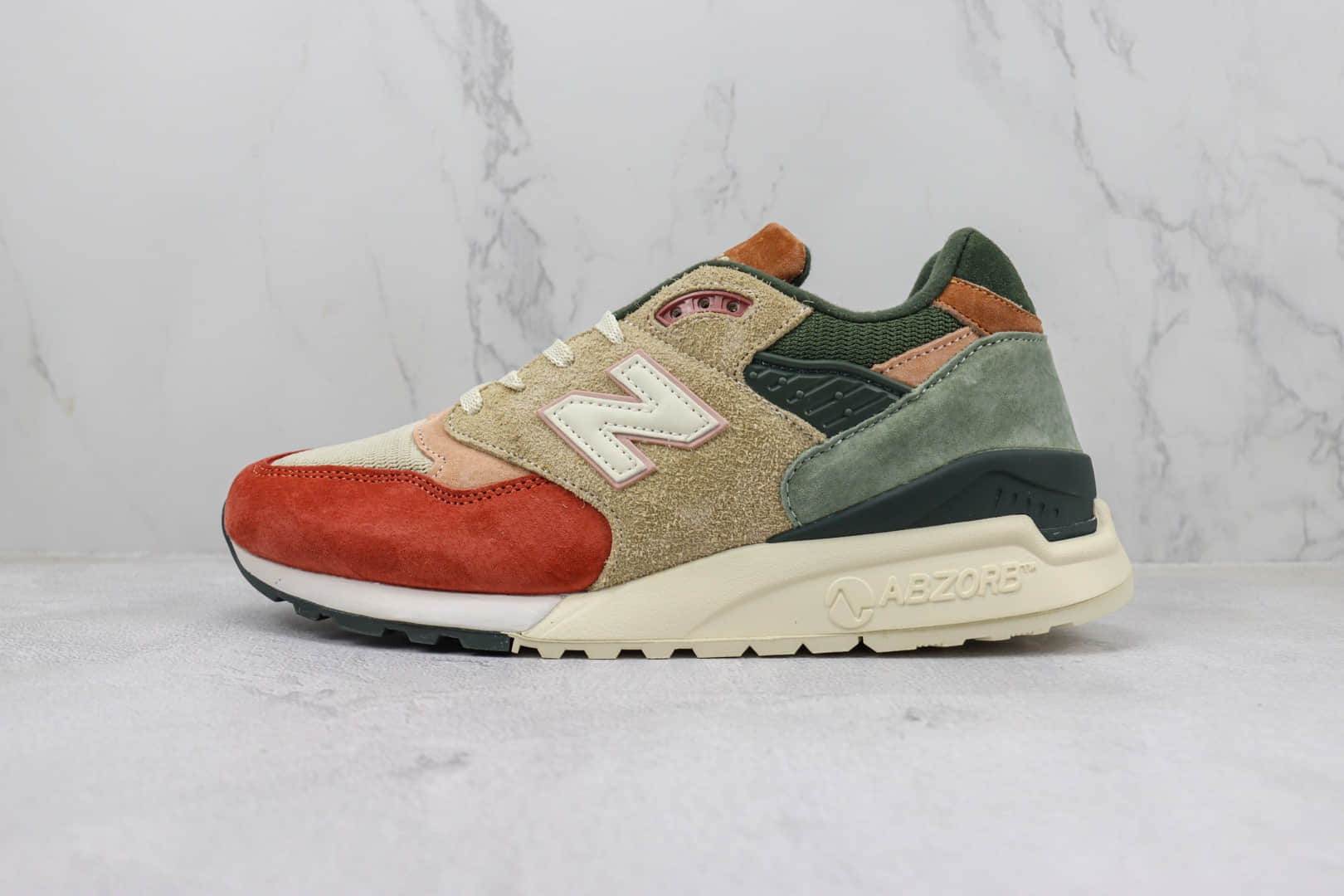 新百伦KITH x New Balance 998纯原版本NB998白红绿复古跑鞋 莆田新百伦代理 货号：U998KH1