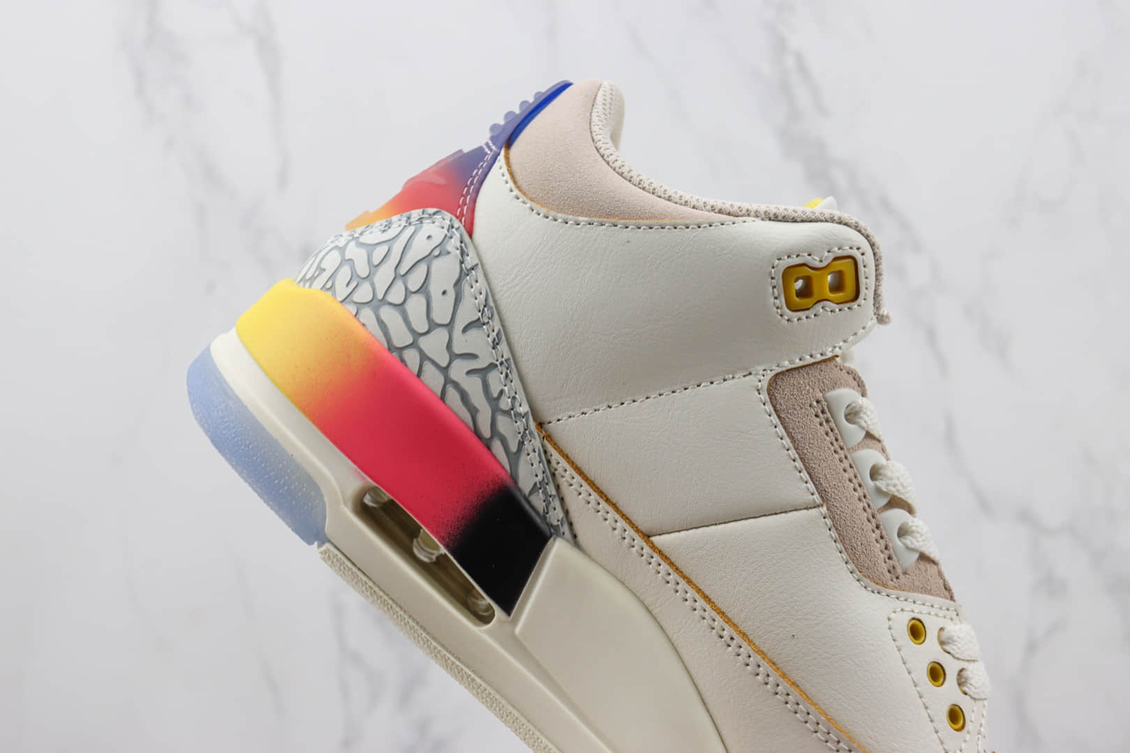 乔丹J Balvin x Air Jorden 3纯原版本AJ3彩虹渐变爆裂纹篮球鞋 莆田复刻鞋货源 货号:FN0344-901