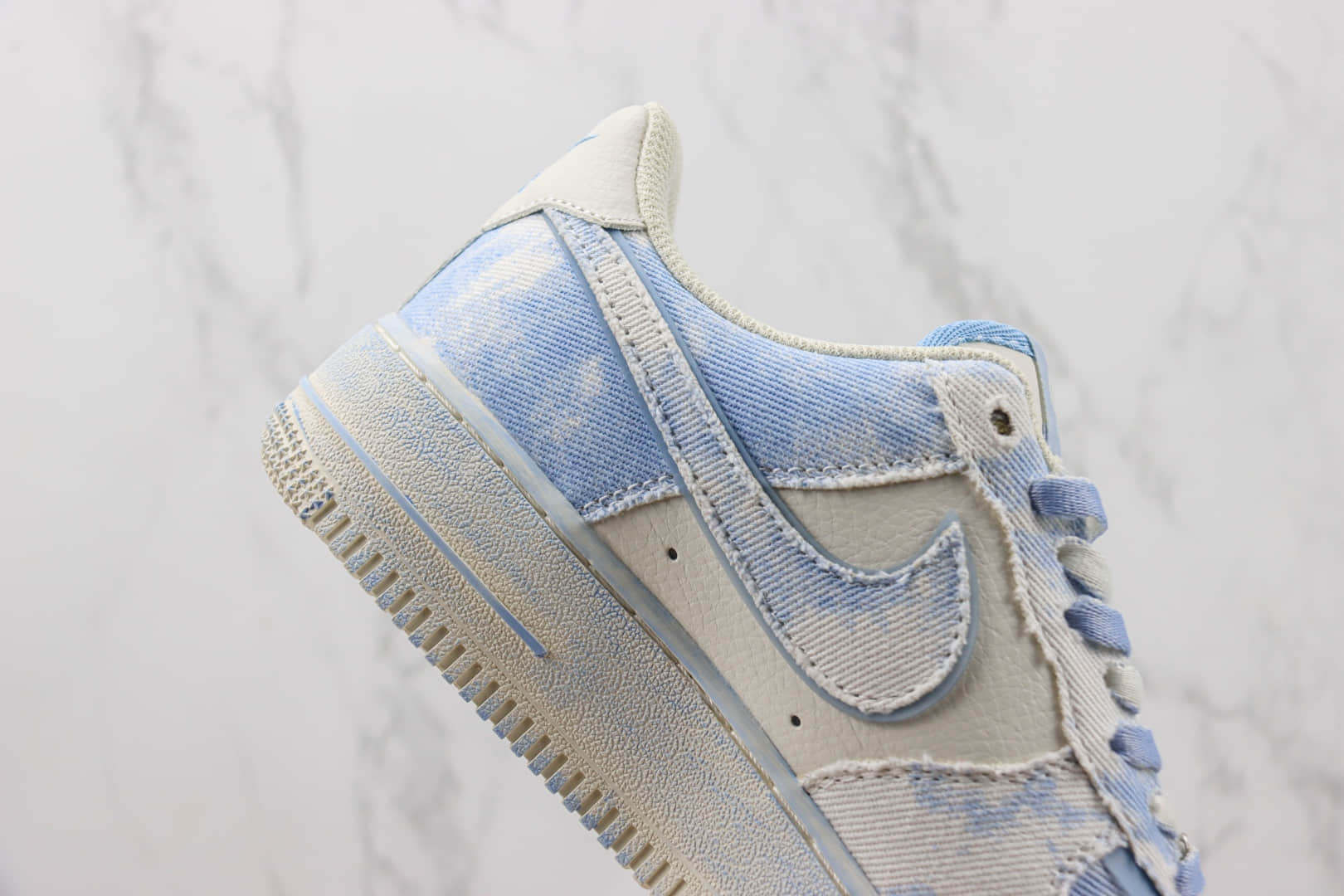 耐克Nike Air Force 1 Low纯原空军一号低帮AF1做旧牛仔蓝渐变蓝擦色板鞋 莆田耐克货源 货号:FB0607-022