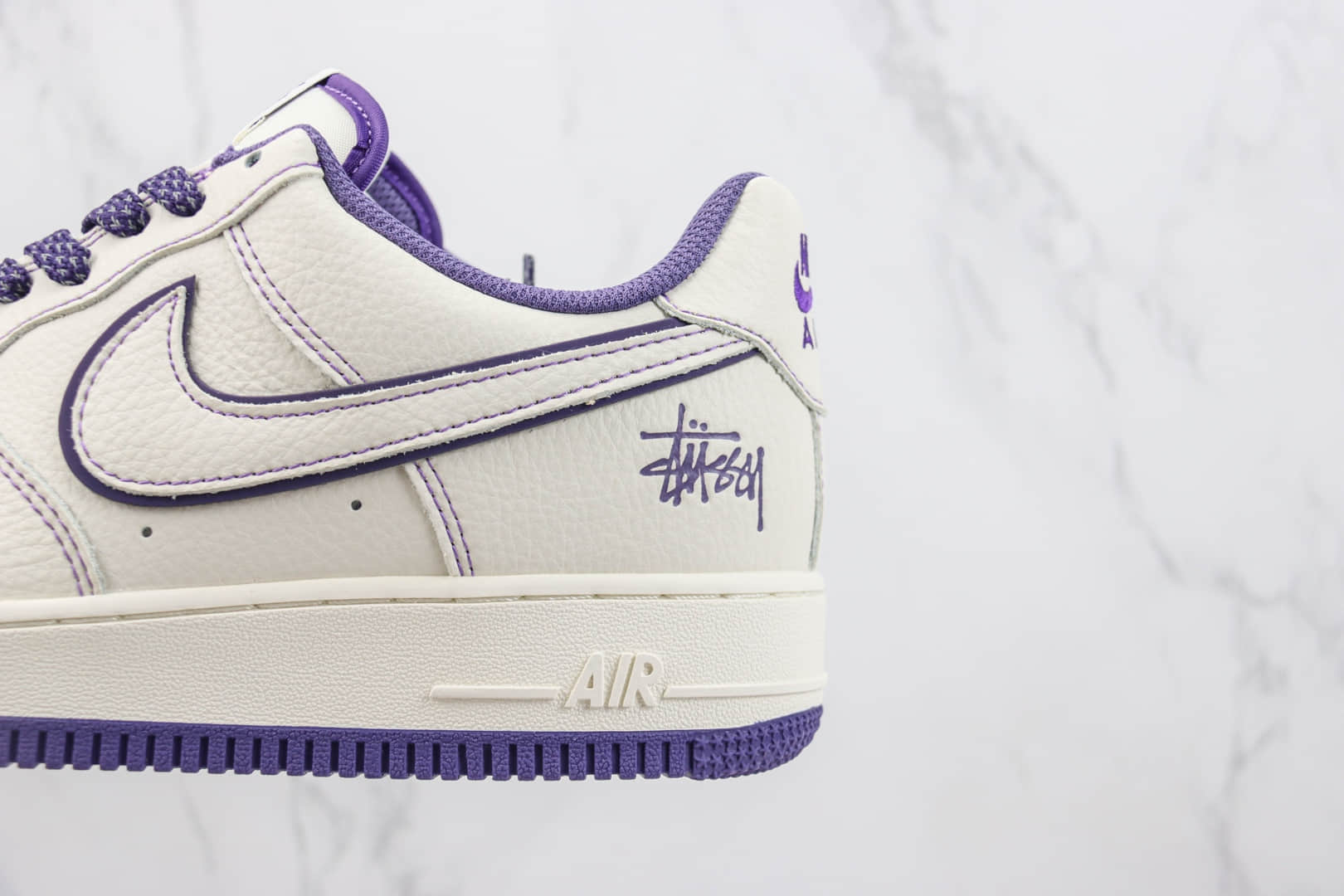耐克Nike Air Force 1 Low纯原版本斯图西联名空军一号低帮AF1白紫色板鞋 莆田耐克工厂 货号:UN1635-222
