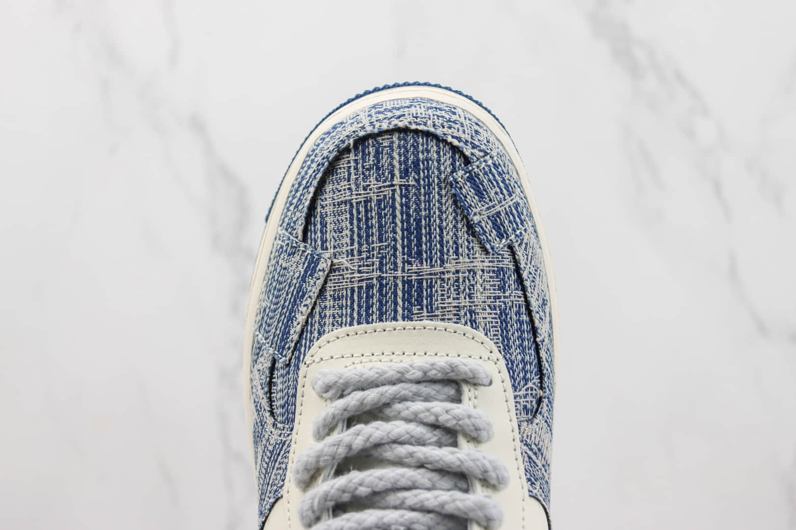 耐克Nike Air Force 1 Low纯原版本空军一号低帮AF1白蓝牛仔补丁板鞋 莆田天花板AF1系列 货号:FB0607-077