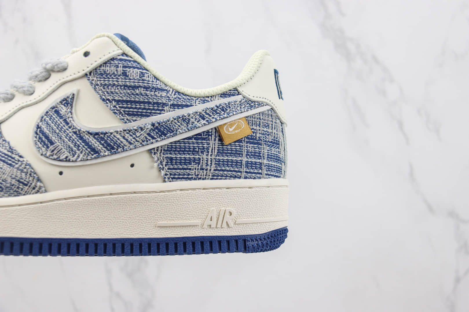 耐克Nike Air Force 1 Low纯原版本空军一号低帮AF1白蓝牛仔补丁板鞋 莆田天花板AF1系列 货号:FB0607-077