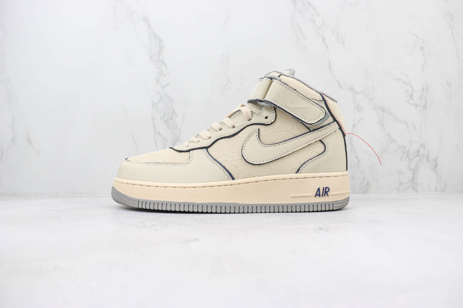 耐克Nike Air Force 1 Mid纯原版本中帮空军一号AF1浅棕星星缝线帆布板鞋 莆田耐克工厂 货号:DZ5367-219
