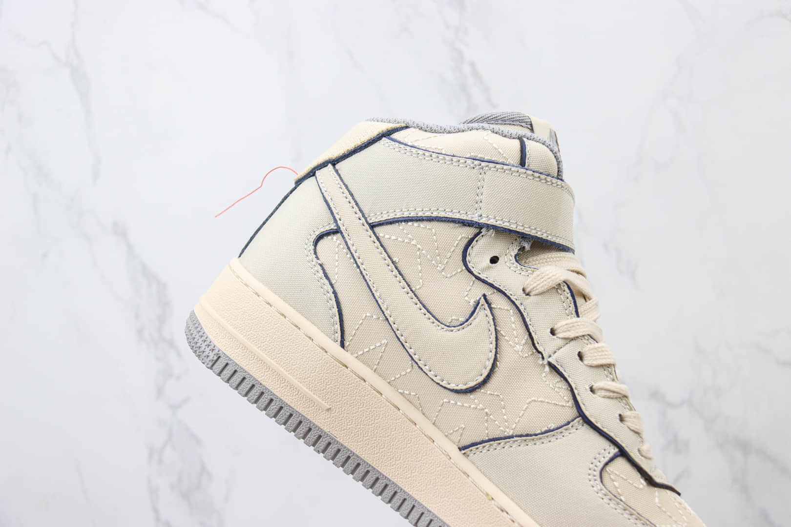 耐克Nike Air Force 1 Mid纯原版本中帮空军一号AF1浅棕星星缝线帆布板鞋 莆田耐克工厂 货号:DZ5367-219