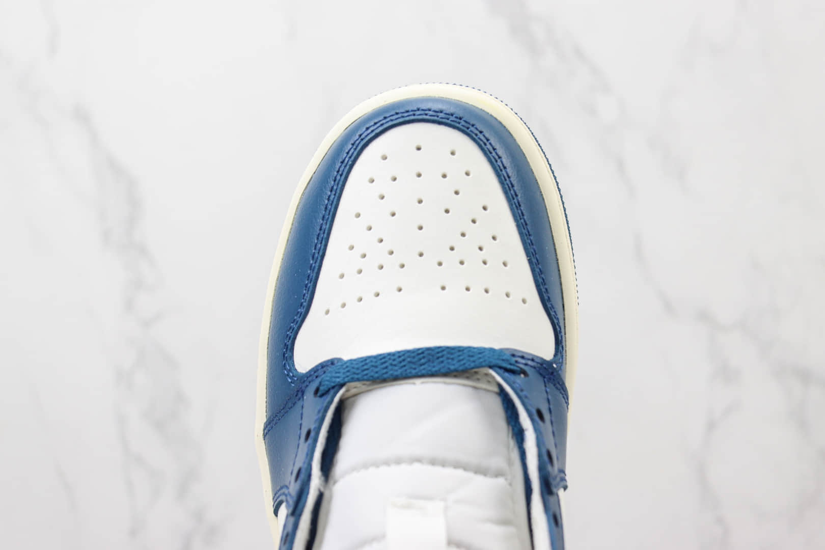 乔丹Air Jordan 1 Mid纯原版本中帮AJ1白深蓝篮球鞋 莆田AJ货源 货号:BQ6472-414