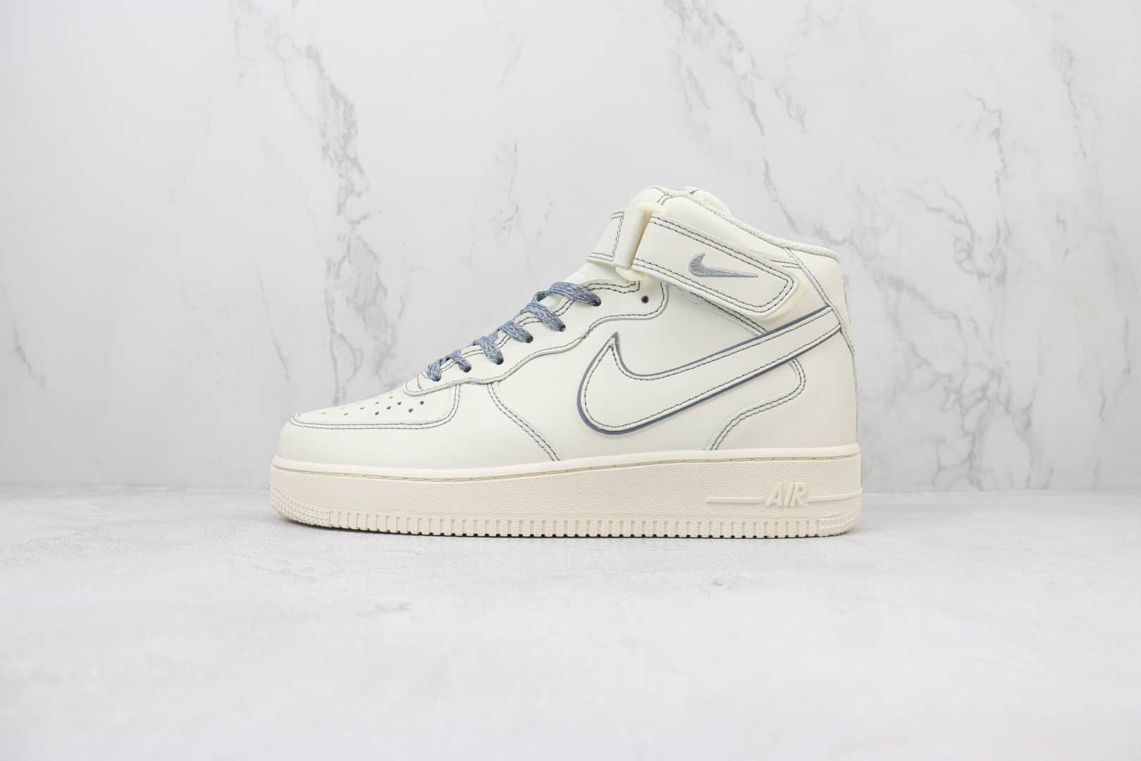 耐克Nike Air Force 1 Mid纯原版本空军一号中帮AF1米灰满天星板鞋 莆田耐克工厂 货号:BY6899-691