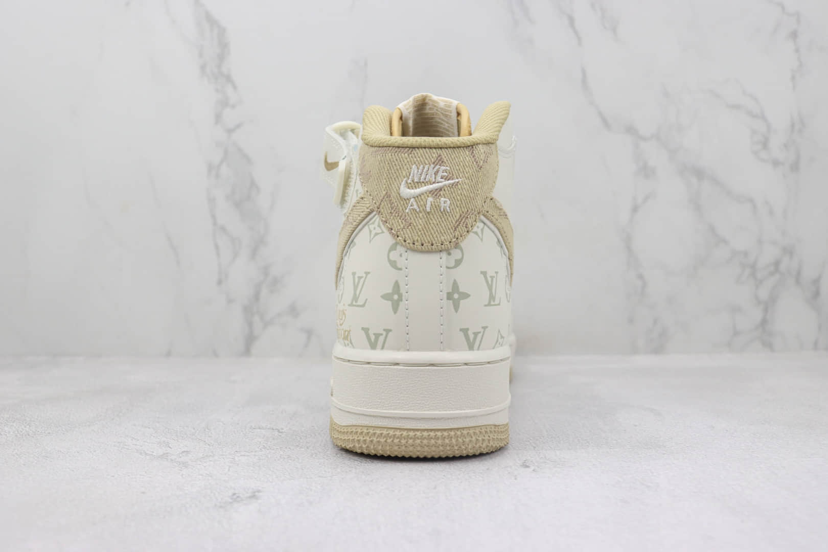 耐克LV x Nike Air Force 1 Mid纯原版本LV联名空军一号中帮AF1浅黄牛仔暗夜精灵板鞋 莆田耐克货源 货号:DV9988-600