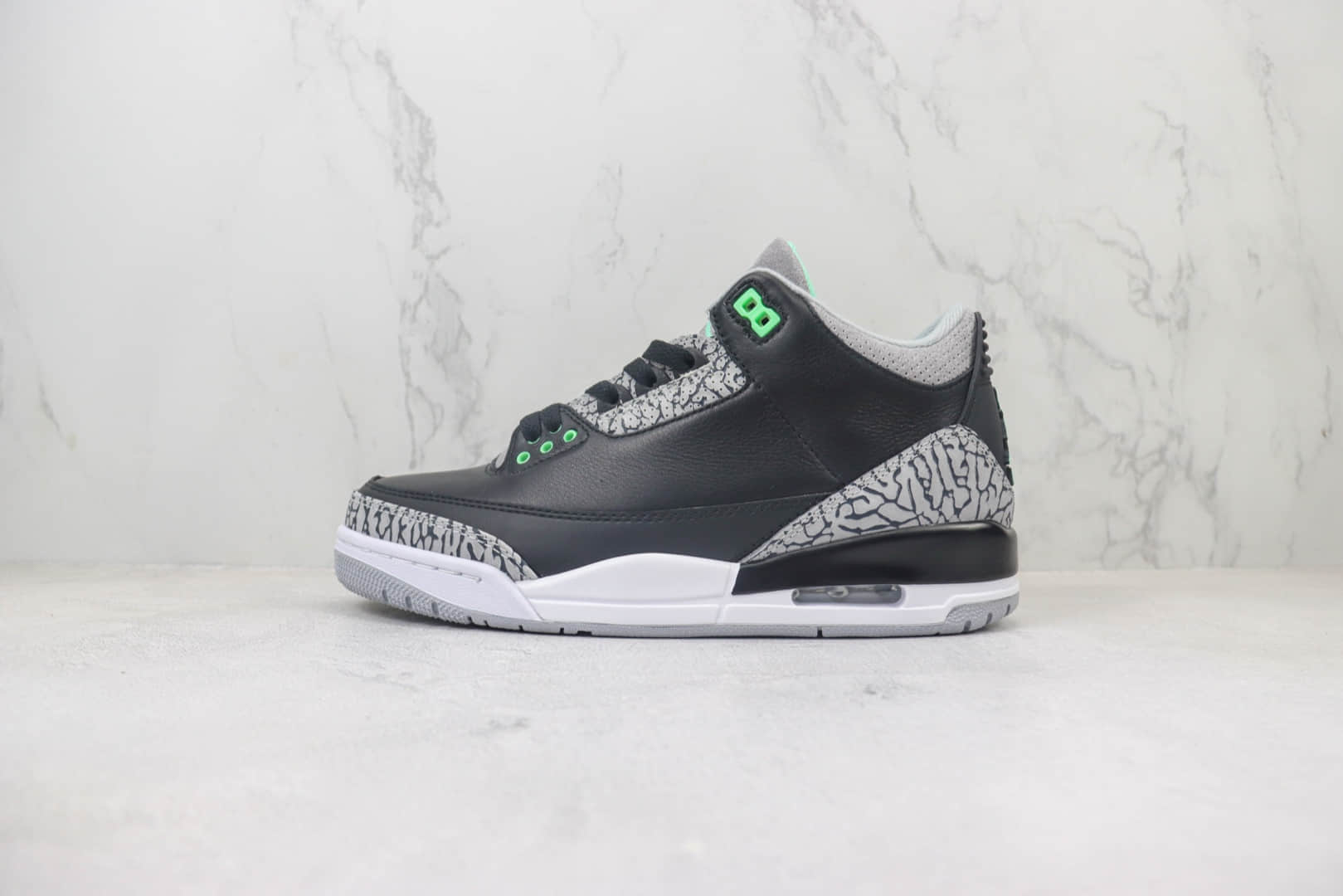 乔丹Air Jordan 3纯原版本AJ3黑绿爆裂纹篮球鞋 莆田AJ货源 货号:CT8532-031