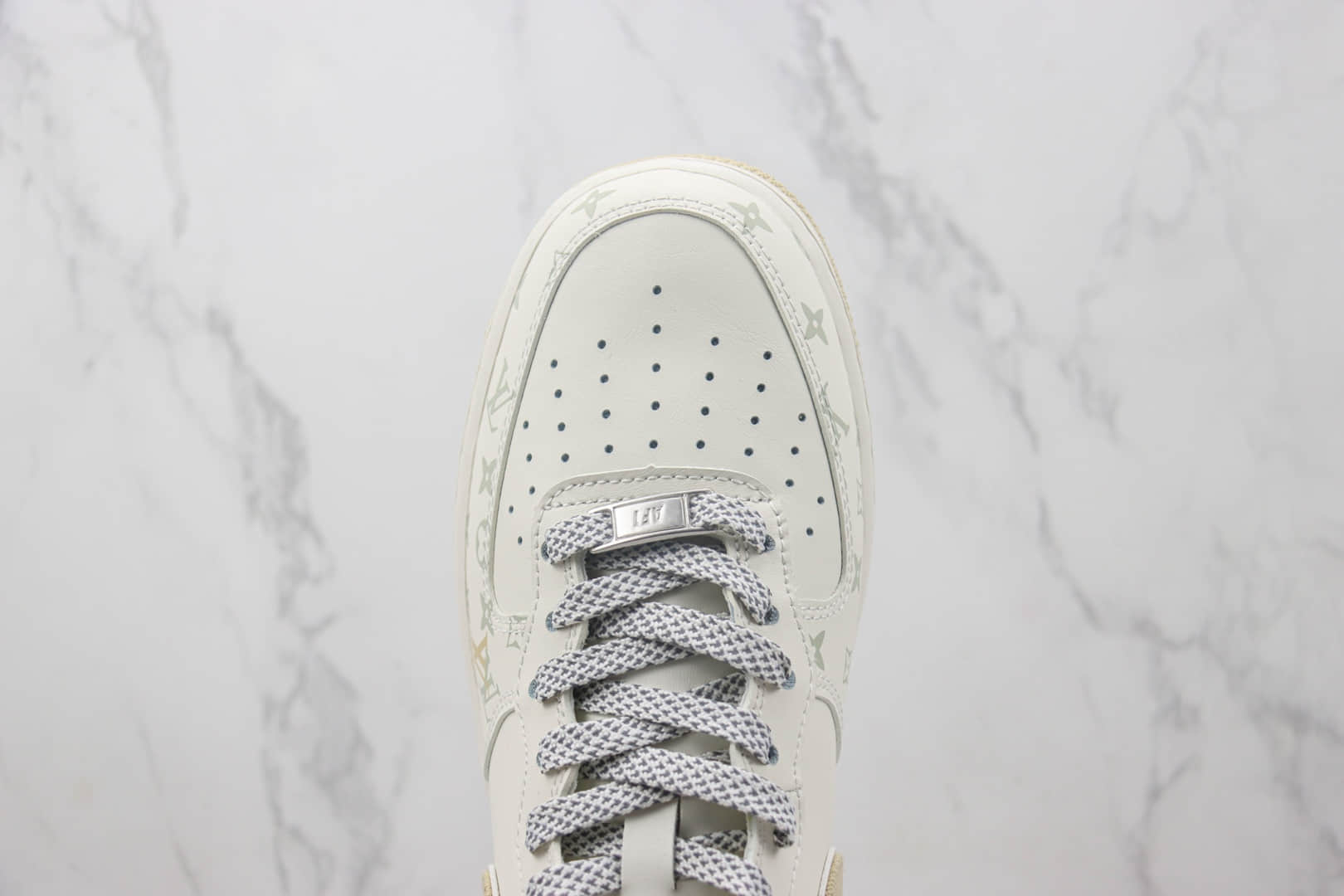 耐克LV x Nike Air Force 1 Mid纯原版本LV联名空军一号中帮AF1浅黄牛仔暗夜精灵板鞋 莆田耐克货源 货号:DV9988-600