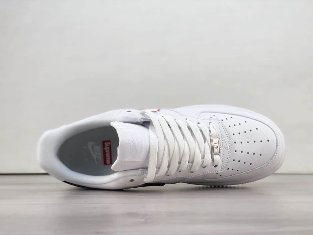 耐克Supreme x Nike Air Force 1'07 Low纯原版本空军一号Supreme联名AF1白黑红双勾板鞋 莆田天花板AF1 货号:CU9225-100