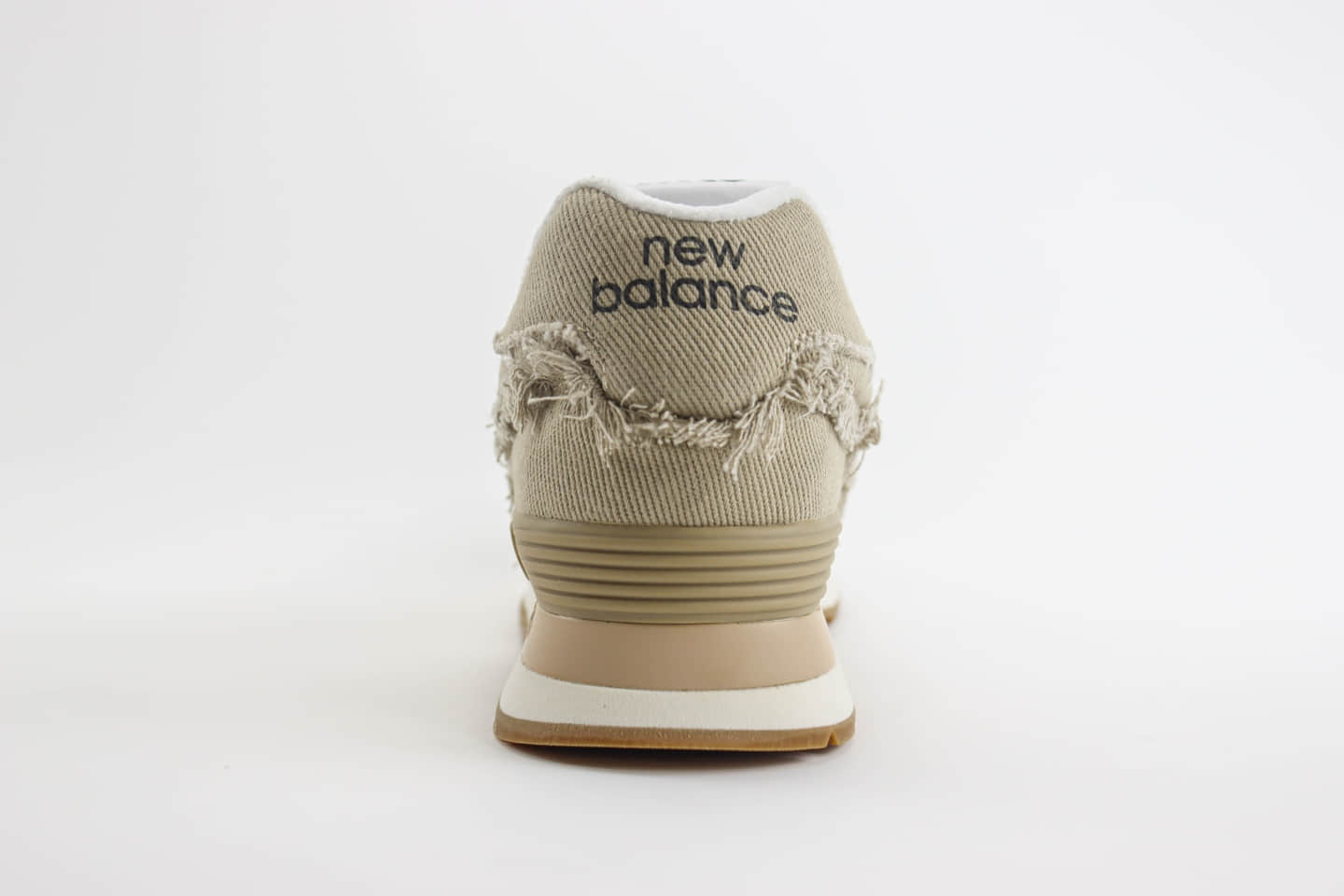 新百伦MiuMiu x New Balance 574纯原版本缪缪联名NB574卡其色磨毛丹宁运动鞋 莆田新百伦工厂