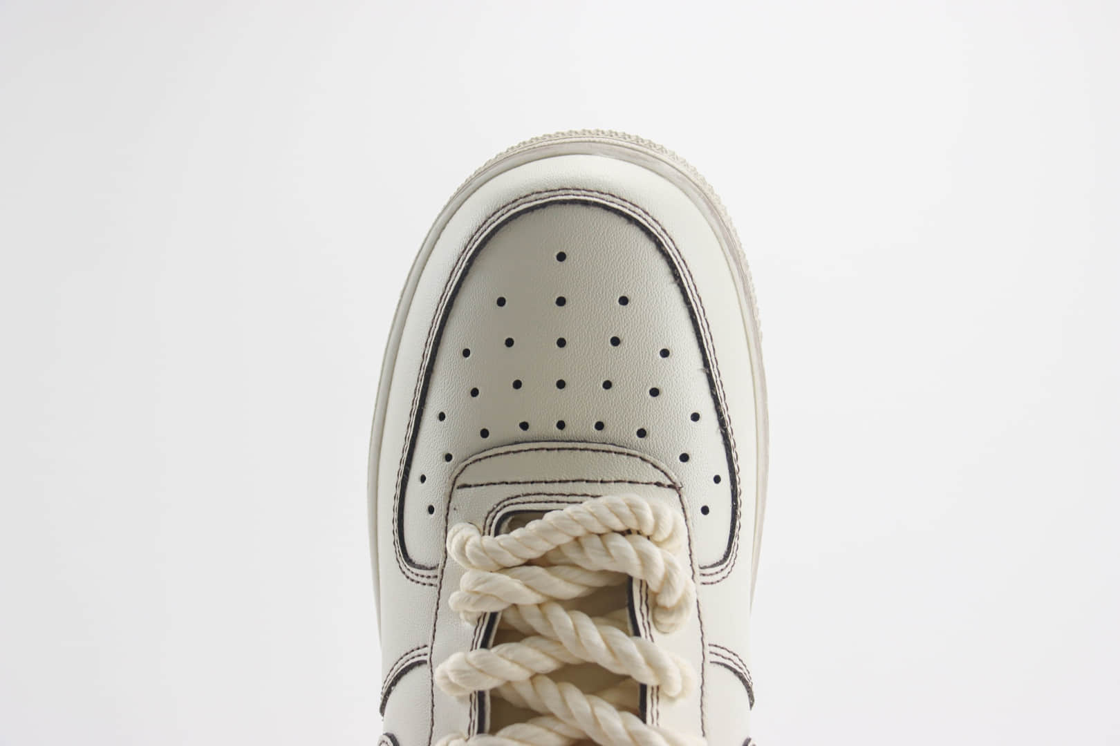 耐克Nike Air Force 1 Low纯原版本空军一号AF1白黑缝线做旧板鞋 莆田耐克档口 货号:315122-333
