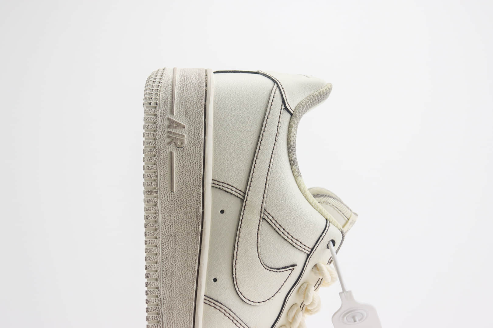 耐克Nike Air Force 1 Low纯原版本空军一号AF1白黑缝线做旧板鞋 莆田耐克档口 货号:315122-333