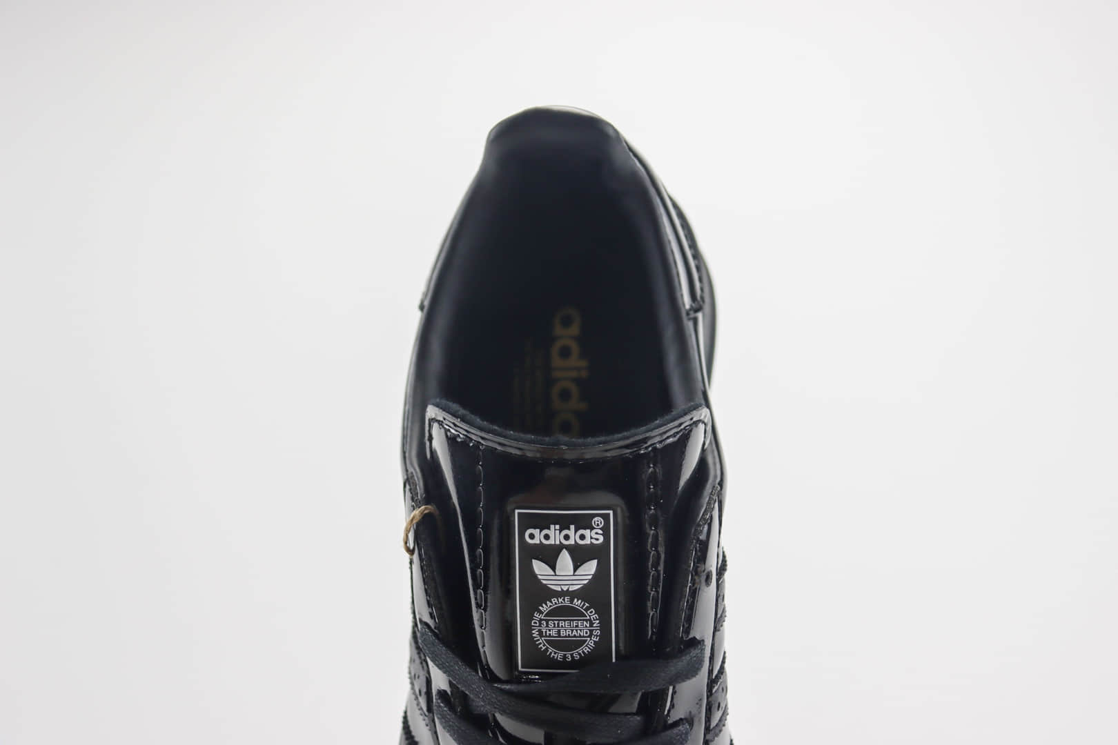 阿迪达斯adidas Originals Gazelle纯原版本黑色漆皮布洛克板鞋 莆田阿迪达斯批发 货号：IG1891