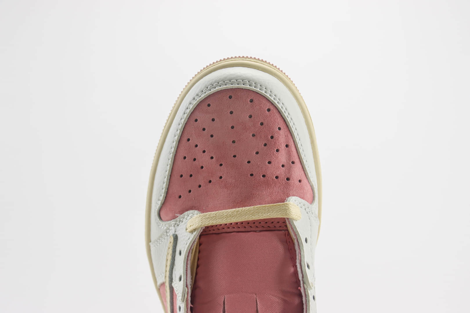 耐克Travis Scott x Air Jordan 1 Low纯原版本低帮AJ1桃粉白倒钩TS联名板鞋 莆田耐克工厂 货号：DM7866-600