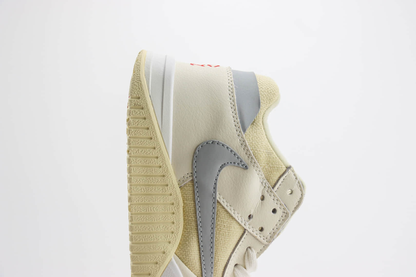 乔丹Travis Scott x Jordan Jumpman Cut The Check纯原版本TS联名奶白灰倒钩复古篮球鞋 莆田AJ货源 货号:FZ8117-003