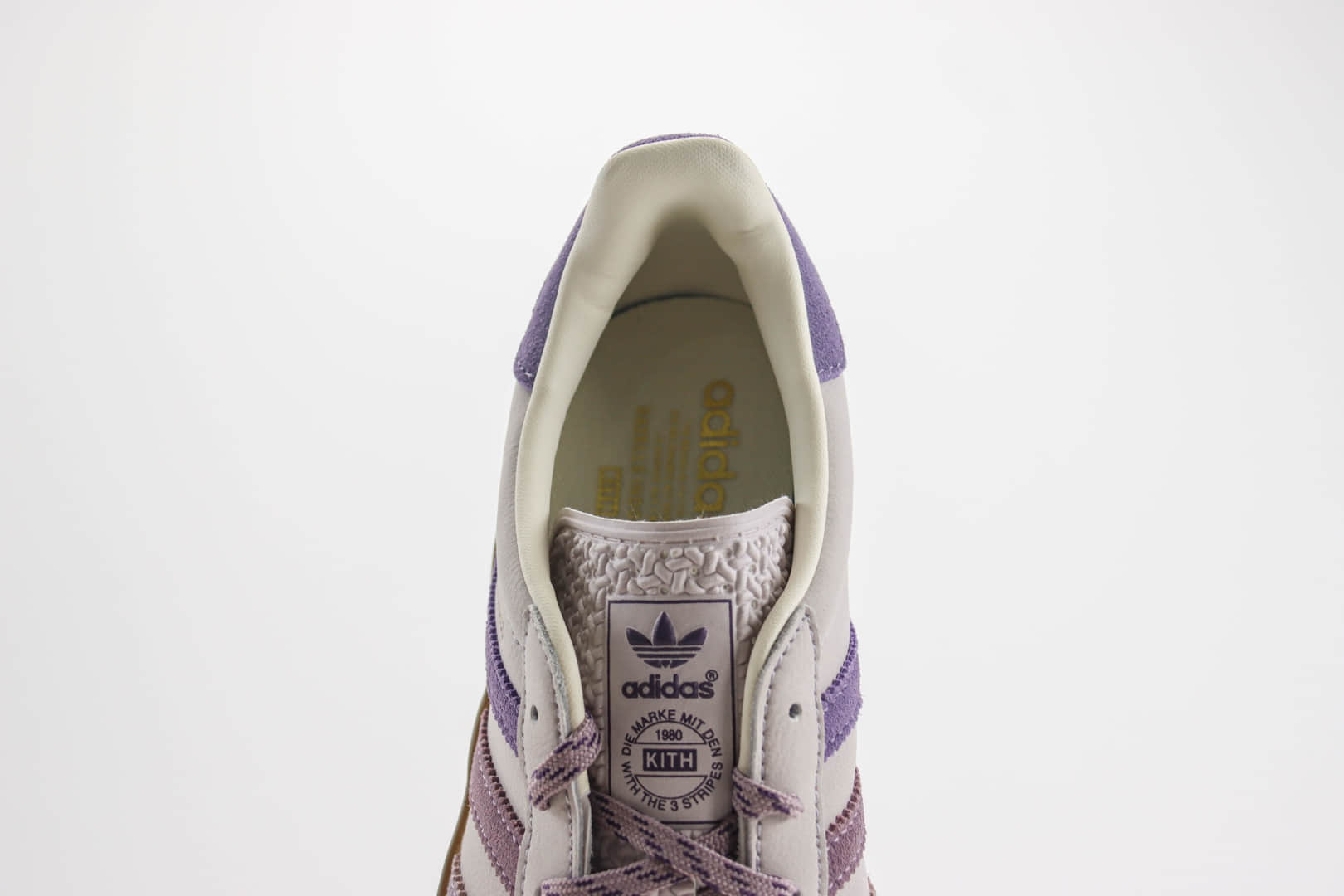 阿迪达斯Kith x adidas Original Gazelle Indoor Trainers纯原版本三叶草Kith联名芋泥灰紫德训鞋 莆田阿迪达斯货源 货号:IH0120