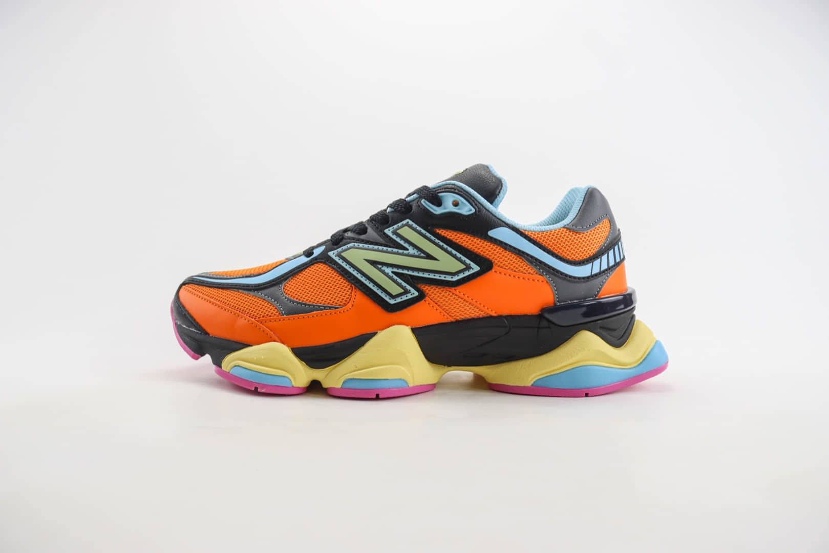 新百伦New Balance 9060纯原版本黑蓝橙NB9060复古慢跑鞋 莆田新百伦货源 货号：U9060OGB