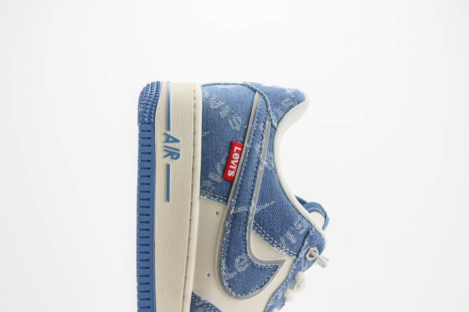 耐克Nike Air Force 1纯原版本空军一号AF1李维斯联名米白牛仔蓝板鞋 莆田耐克货源 货号:SJ6698-003
