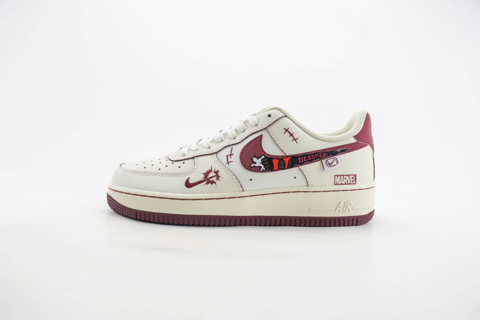 耐克Nike Air Force 1 Low纯原版本空军一号AF1白酒红死侍涂鸦板鞋 莆田耐克工厂 货号:FB1839-512