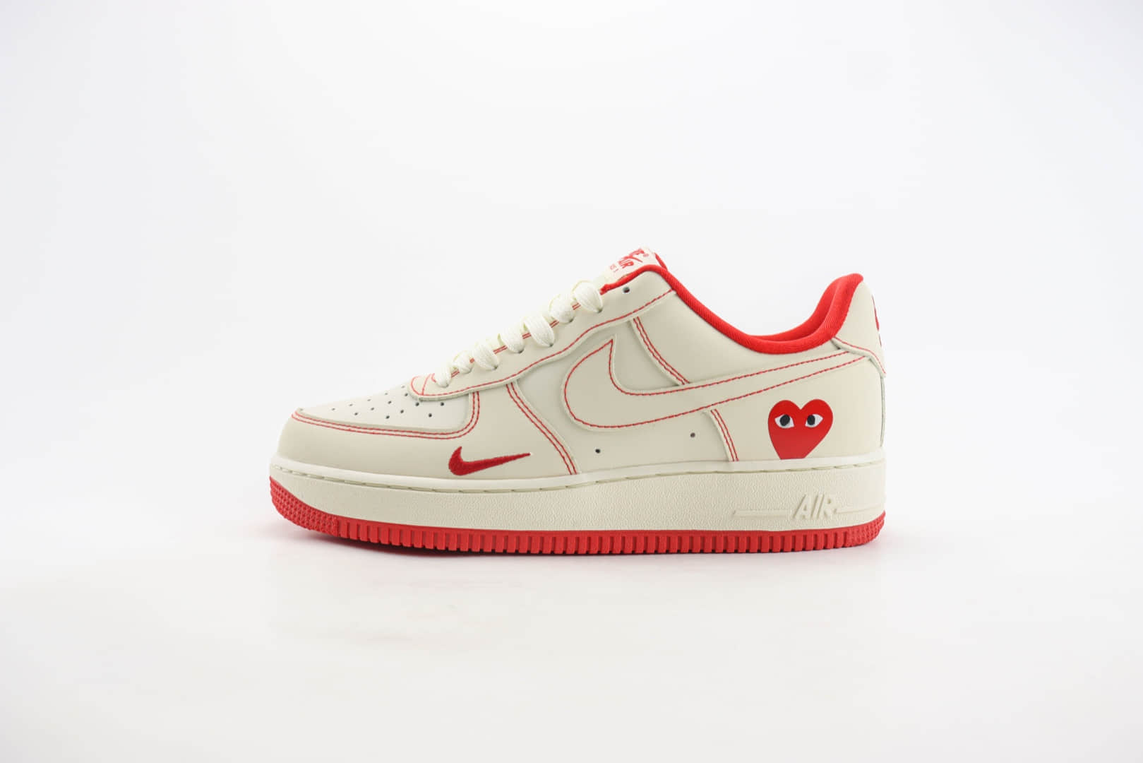耐克Nike Air Force 1纯原版本空军一号AF1川久保玲联名白红缝线板鞋 莆田耐克货源 货号:KK3333-001
