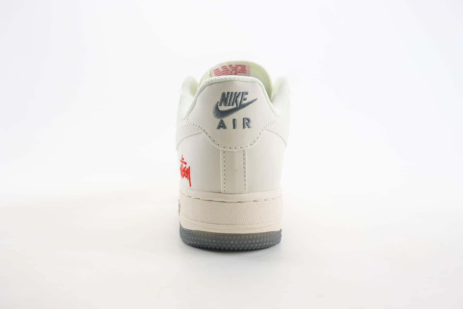 耐克Stussy x Nike Air Force 1纯原版本斯图西联名空军一号AF1白灰红板鞋 莆田天花板AF1 货号:XZ6188-015