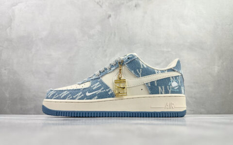 耐克NIke Air Force 1 ’07 Low纯原版本MLB联名AF1蓝白色丹宁牛仔板鞋 莆田耐克货源 货号：DD1982-306